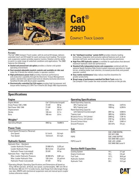 cat 299d spec sheet